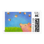 Pig dreams of cupcakes adorable crayon art stamps