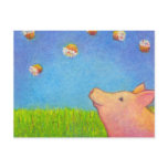 Pig dreams of cupcakes adorable crayon art post cards