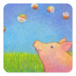 Pig dreams of cupcakes adorable crayon art stickers