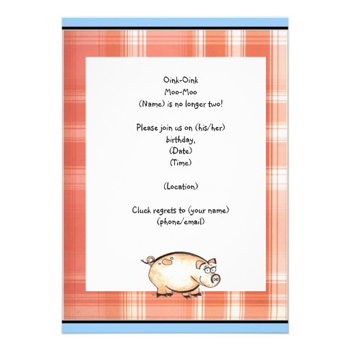 Pig farm party invitation