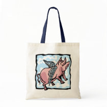 Pig Flying in the Clouds Canvas Bags