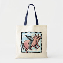Pig Flying in the Clouds Canvas Bags