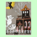 Pig Ghosts Haunted House postcard postcards