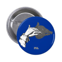 PIG Hand Shadow Art from an Antique Book Pinback Buttons