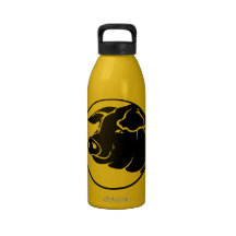 Pig Head; Yellow Water Bottle