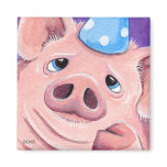 Pig in a Party Hat | Animal Art Magnet