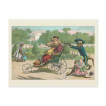 "Pig in a Wheelchair" Vintage Post Card