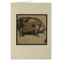 Pig in Grass Greeting Cards