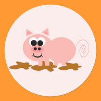 Pig in Mud Sticker stickers