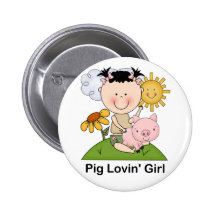 Pig Lovin' Girl Pinback Button