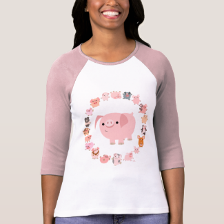Pig Mandala lady raglan Tshirt