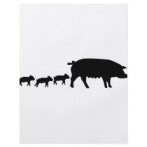 pig mum with three young pigs icon full color flyer
