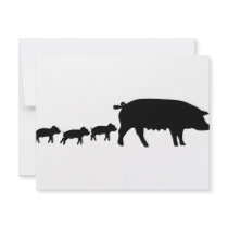 pig mum with three young pigs icon invitations
