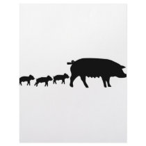 pig mum with three young pigs icon letterhead
