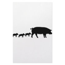 pig mum with three young pigs icon stationery