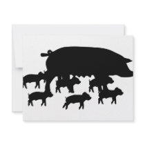 pig mum with young pigs icon invitations