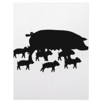 pig mum with young pigs icon letterhead template