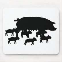 pig mum with young pigs icon mousepads