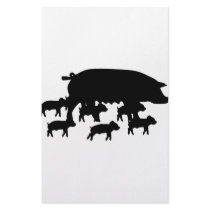 pig mum with young pigs icon custom stationery