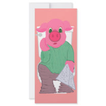 Pig on a Toilet Bookmark Custom Rack Card