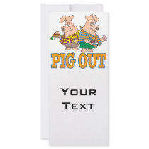 PIG OUT PIG FOOD CARTOON RACK CARD DESIGN