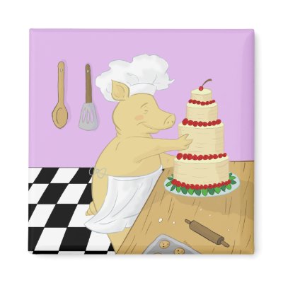 Pig Pastry Chef Refrigerator Magnet