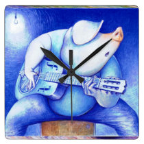 Pig playing guitar wallclock at Zazzle