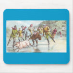 Pig Pulls Ice Skater Across Pond mousepads