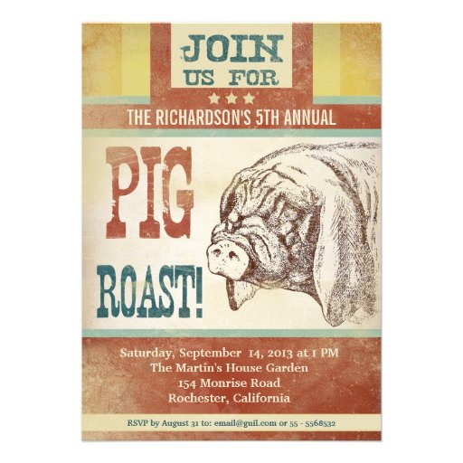 pig roast barbecue party invitations