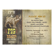 pig roast old vintage party invitations