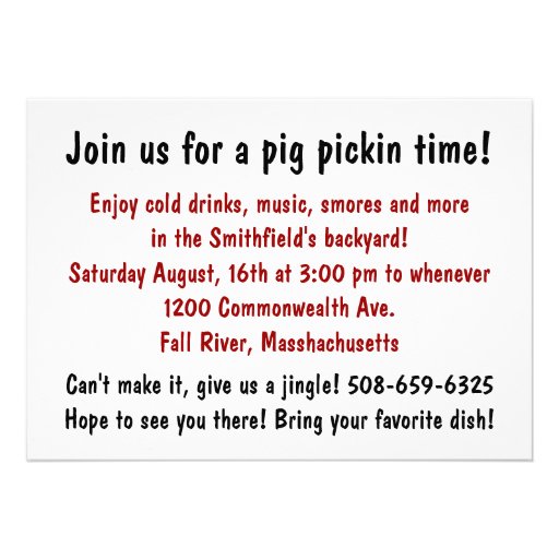 Pig Roast Party Invitation