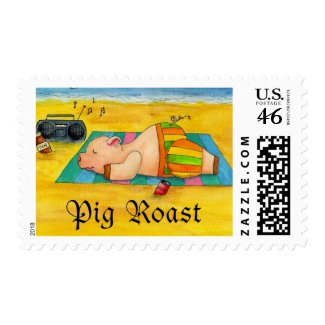Pig Roast Postage Stamp stamp
