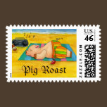 Pig Roast Postage Stamp stamps
