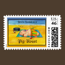 Pig Roast Postage Stamp