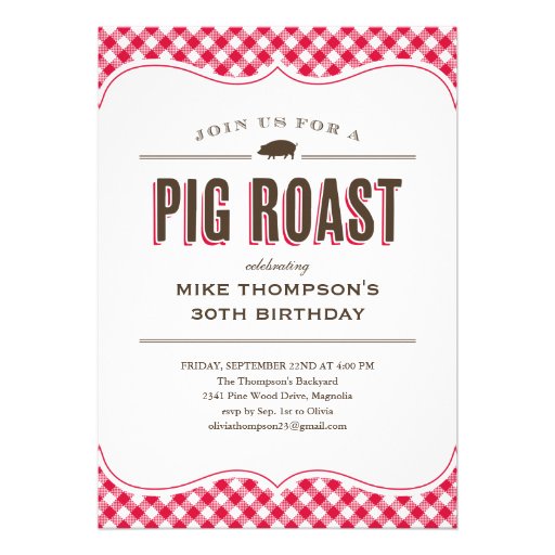 Pig Roast Table Cloth Invitations
