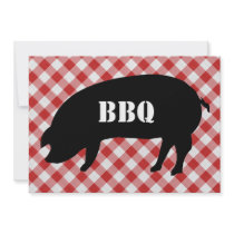 Pig Silo, Red and White Checkered Fabric Barbecue Announcement