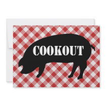 Pig Silo, Red and White Checkered Fabric Cookout Custom Announcement