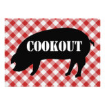 Pig Silo, Red and White Checkered Fabric Cookout Custom Announcement