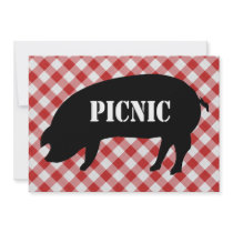 Pig Silo, Red and White Checkered Fabric Picnic Custom Invites