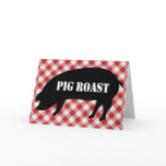 Pig Silo, Red and White Checkered Fabric Pig Roast Cards