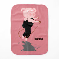 Pig Skipping Baby Burp Cloth
