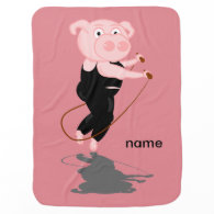 Pig Skipping Receiving Blankets