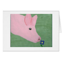Pig smelling Flower Cards