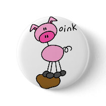 Pig Stick Figure Button