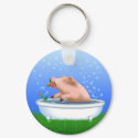 Pig Taking Bath keychains
