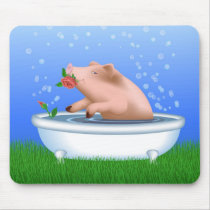 Pig Taking Bath mousepads