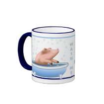 Pig Taking Bath mugs
