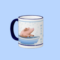 Pig Taking Bath mugs