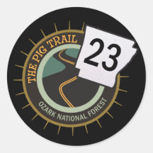 Pig Trail Highway 23 Arkansas Motorcycle Road Round Stickers