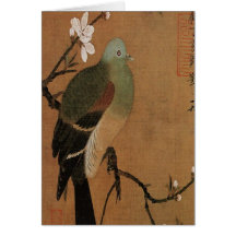 Pigeon on the Peach Tree Vintage Japanese Floral Greeting Cards